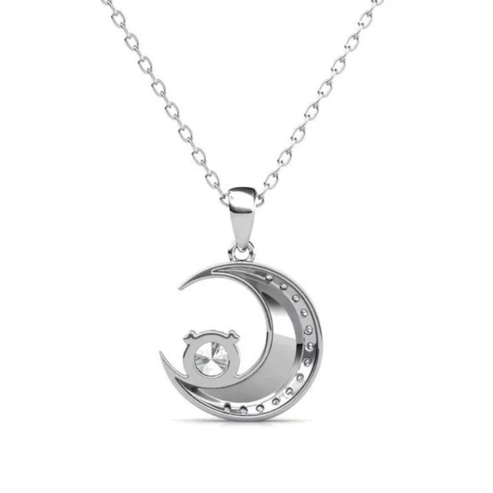 Certified 1/2 ct. t.w. Moissanite Diamond Crescent Moon Necklace NEW - Picture 4 of 7